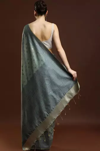 Green woven design saree with blouse