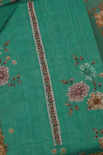 embellished linen unstitched dress material
