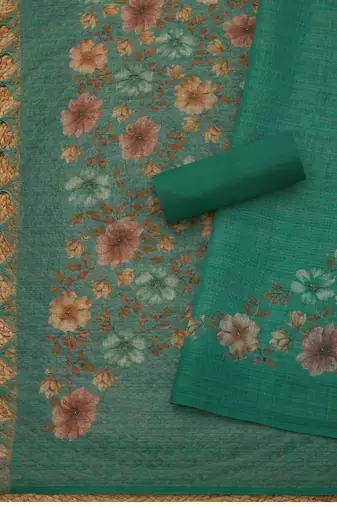 embellished linen unstitched dress material