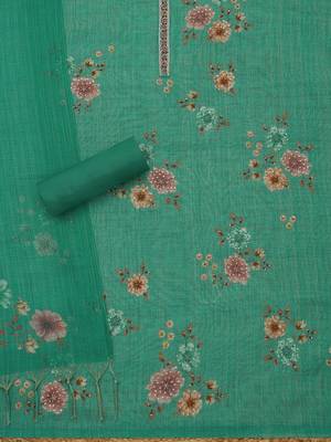 embellished linen unstitched dress material 4