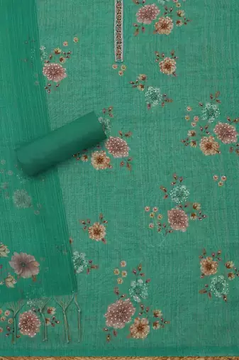 embellished linen unstitched dress material