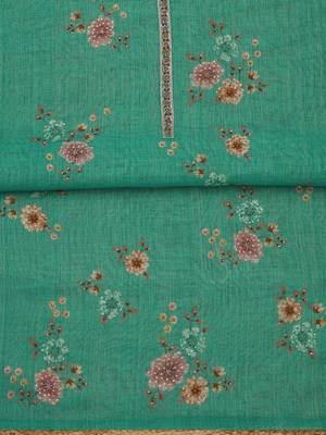 embellished linen unstitched dress material 5