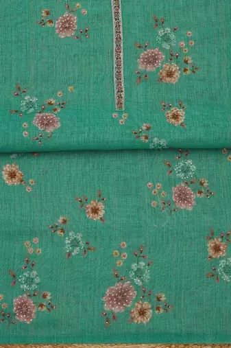 embellished linen unstitched dress material