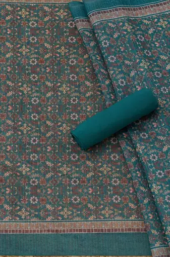 printed art silk unstitched dress material