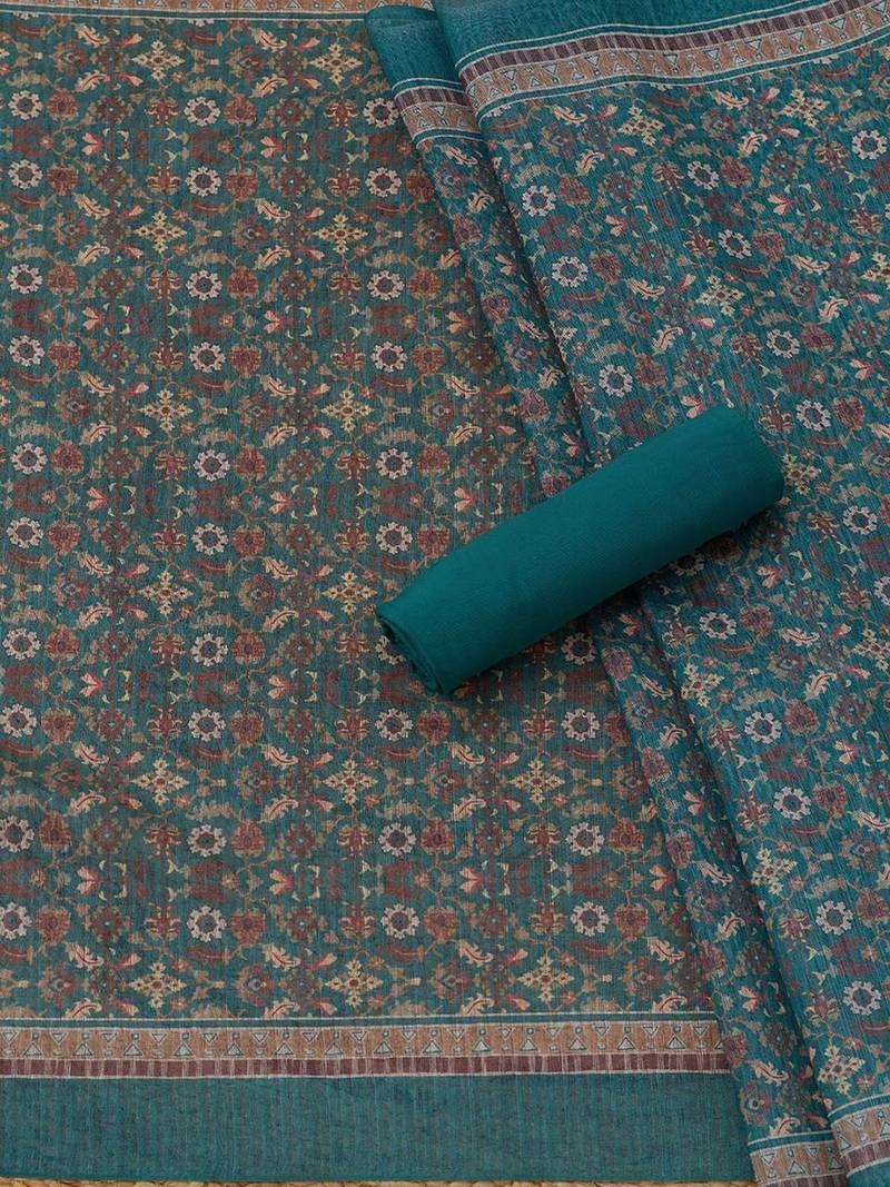 printed art silk unstitched dress material