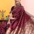 Maroon woven design banarasi sarees with matching blouse