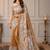 Mustard kalamkari silk blend fusion saree