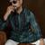 Men’s green linen kurta with striped beads and stones embroidered | trendy ethnic wear for festive, wedding & party