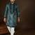 Men’s green linen kurta with striped beads and stones embroidered | trendy ethnic wear for festive, wedding & party