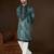 Men’s green linen kurta with striped beads and stones embroidered | trendy ethnic wear for festive, wedding & party