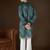 Men’s green linen kurta with striped beads and stones embroidered | trendy ethnic wear for festive, wedding & party