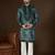 Men’s green linen kurta with striped beads and stones embroidered | trendy ethnic wear for festive, wedding & party