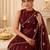 Maroon ethnic motifs beads and stones satin saree