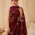 Maroon ethnic motifs beads and stones satin saree