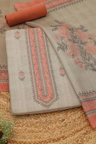 printed art silk unstitched dress material