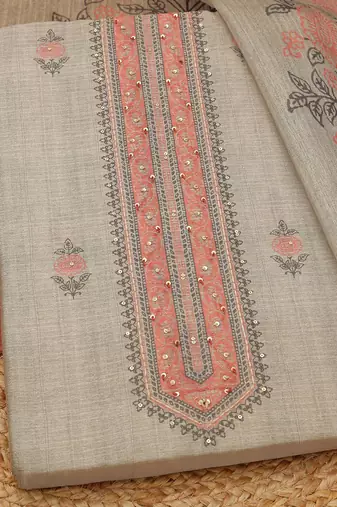 printed art silk unstitched dress material