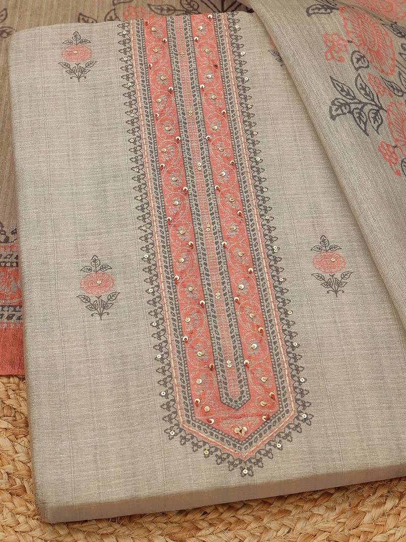 printed art silk unstitched dress material