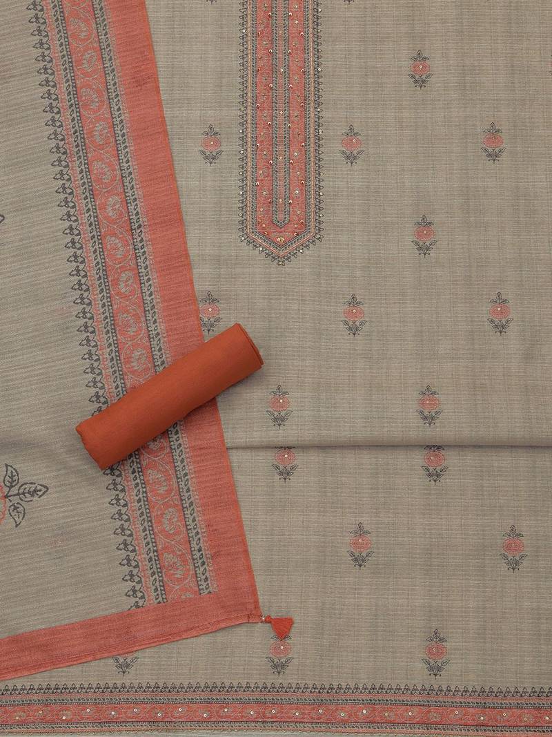 printed art silk unstitched dress material