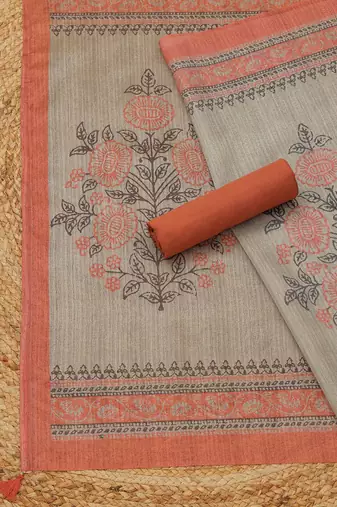 printed art silk unstitched dress material