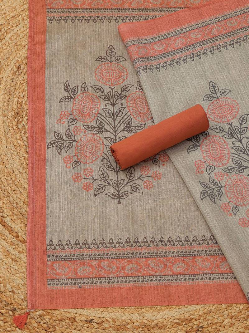 printed art silk unstitched dress material