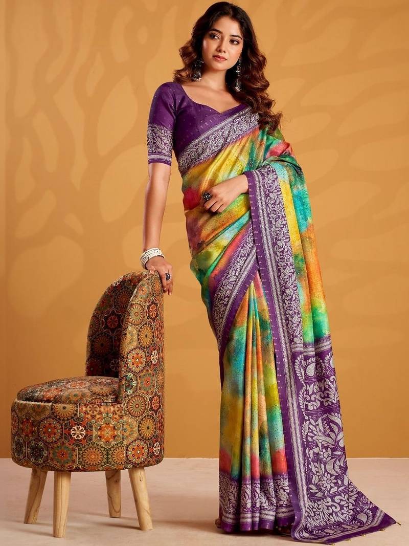 Green dyed tussar sarees blouse piece