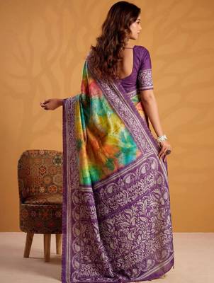 Green dyed tussar sarees blouse piece 2