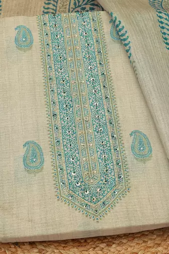 printed art silk unstitched dress material