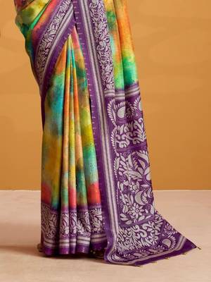Green dyed tussar sarees blouse piece 4