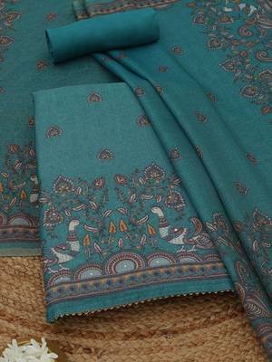 printed linen unstitched dress material 1