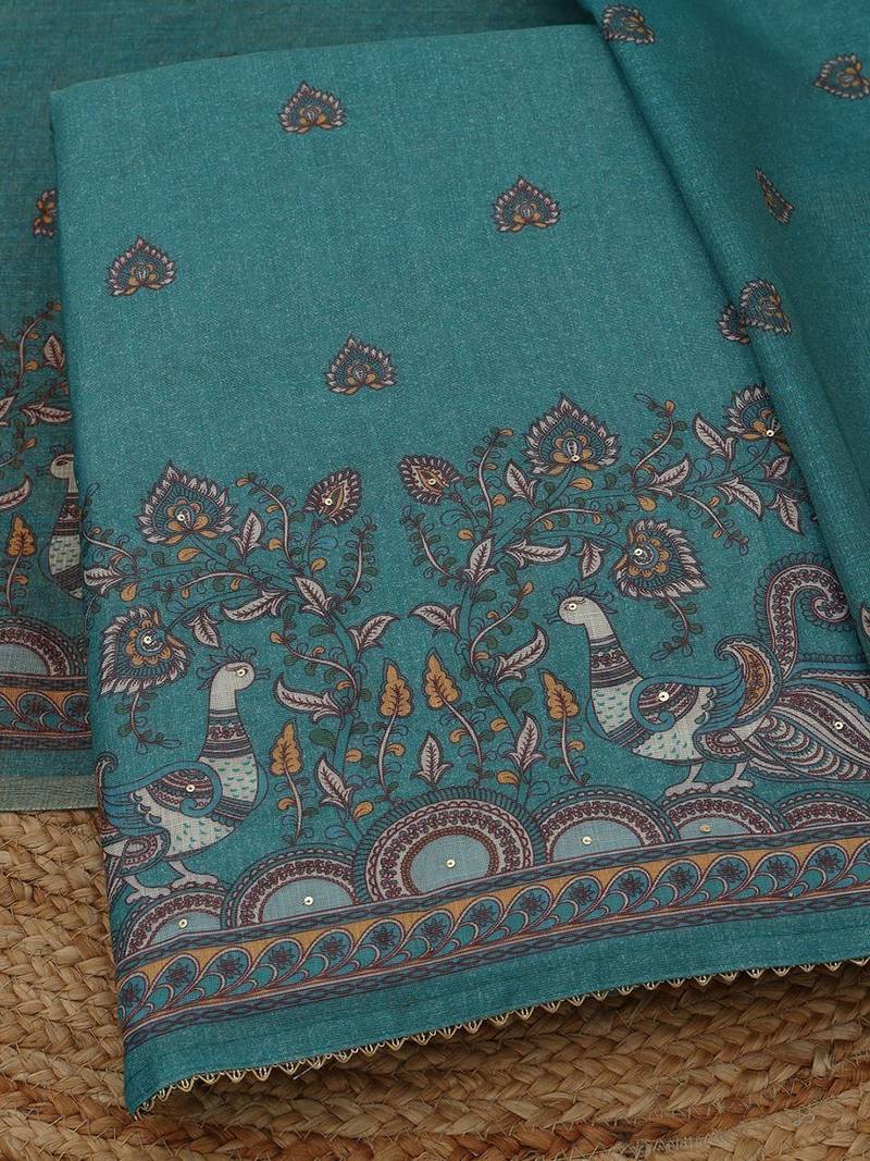 printed linen unstitched dress material