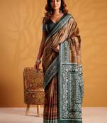 Green printed tussar sarees blouse piece