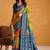 Orange printed tussar sarees blouse piece