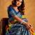Orange printed tussar sarees blouse piece