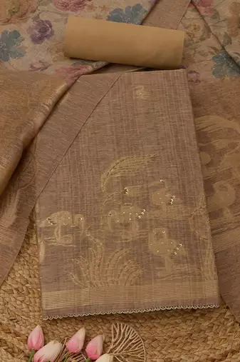 printed art silk unstitched dress material