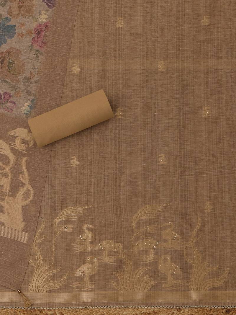 printed art silk unstitched dress material