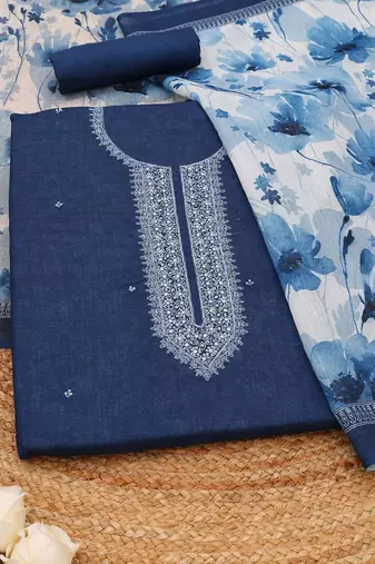 embroidered linen unstitched dress material