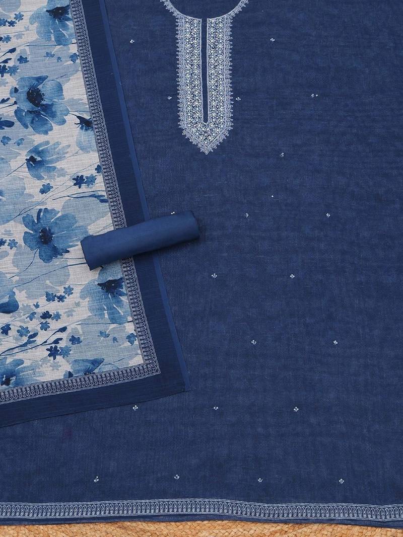 embroidered linen unstitched dress material