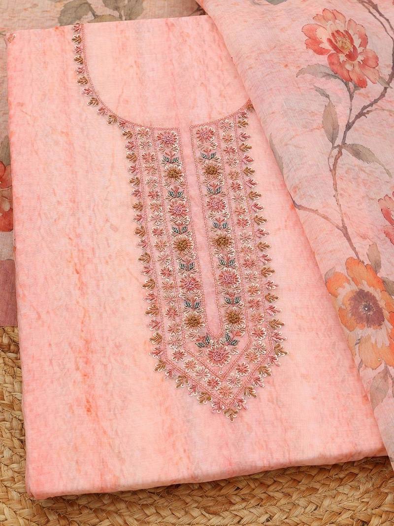 printed linen unstitched dress material