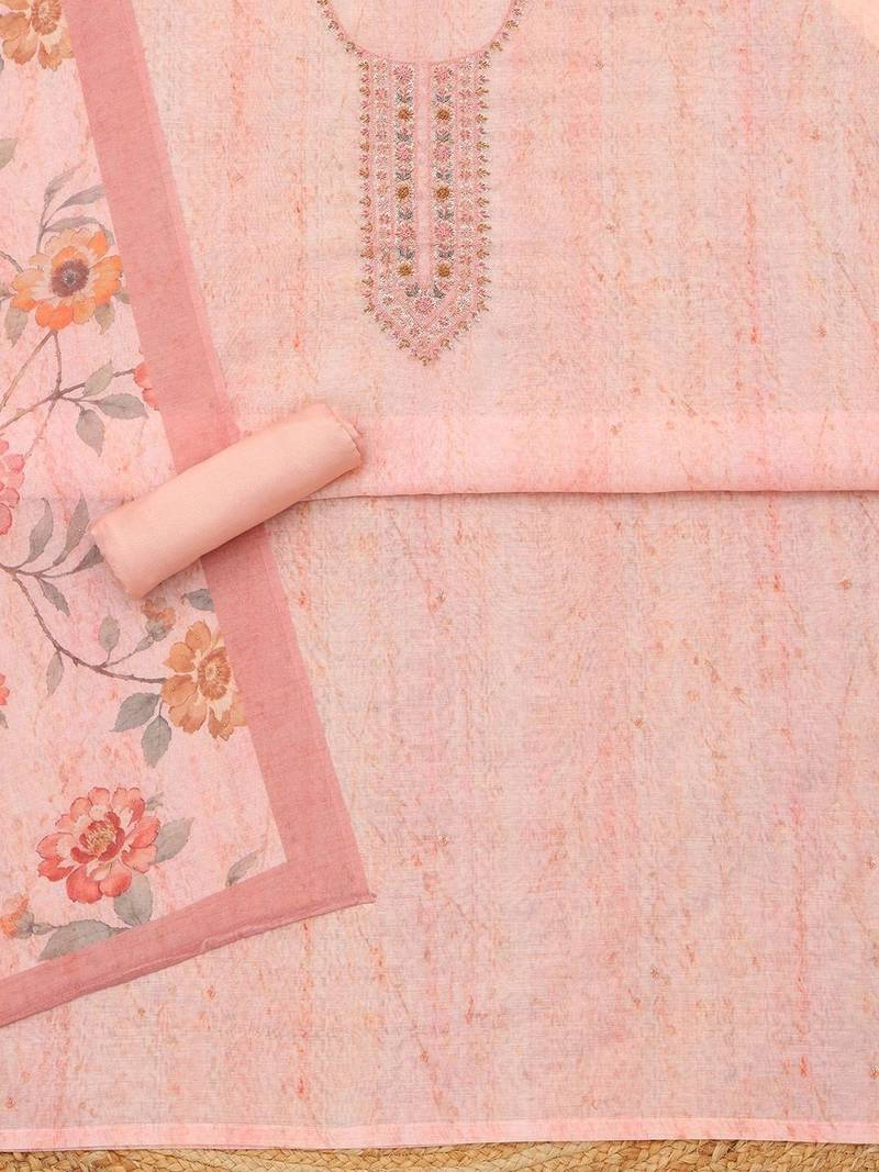 printed linen unstitched dress material