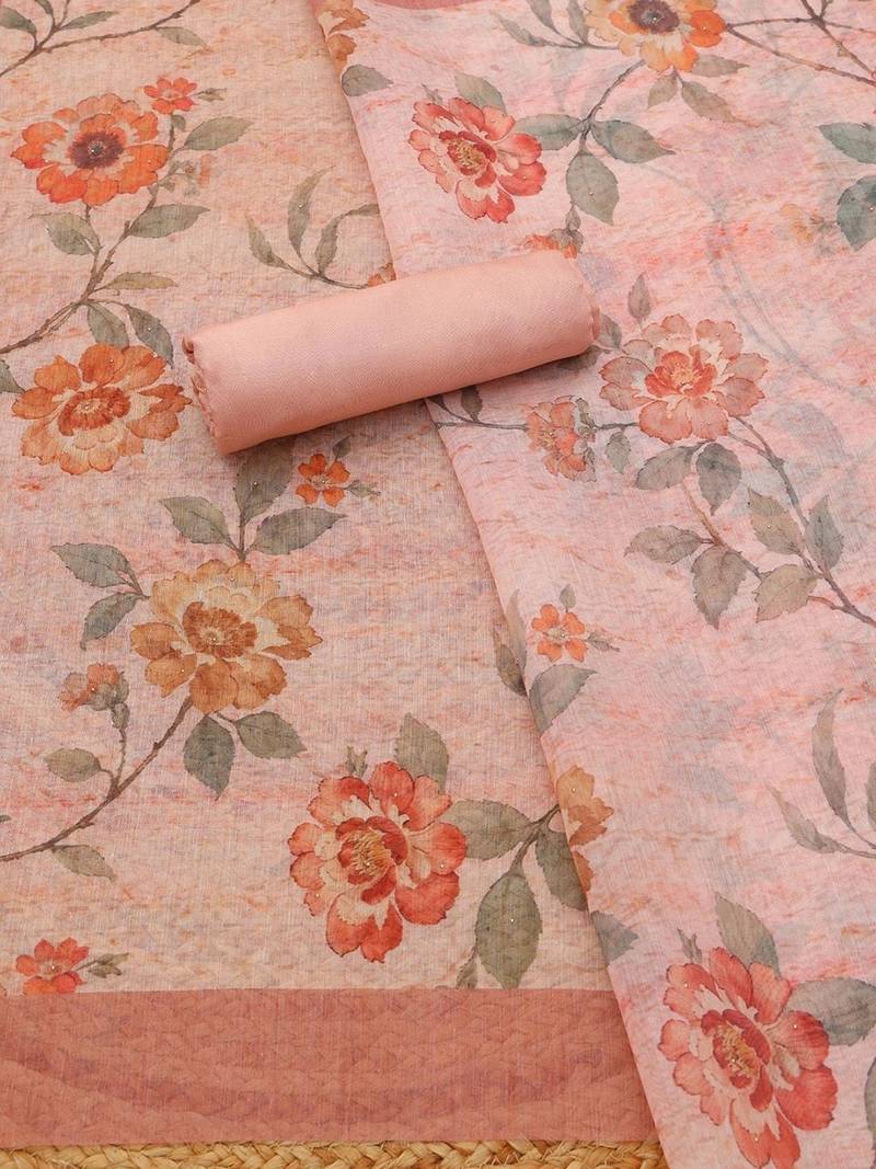 printed linen unstitched dress material