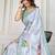 Grey printed work saree with blouse piece