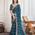 Teal panetar-2 bandhani printed with embroidered saree with unstitched blouse