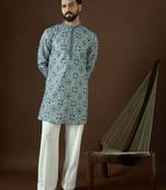 Men’s white cotton kurta with solid sequins embroidered | trendy ethnic wear for festive, wedding & party occasions