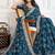 Teal panetar-2 bandhani printed with embroidered saree with unstitched blouse