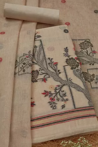 ethnic motifs woven design chanderi unstitched dress material