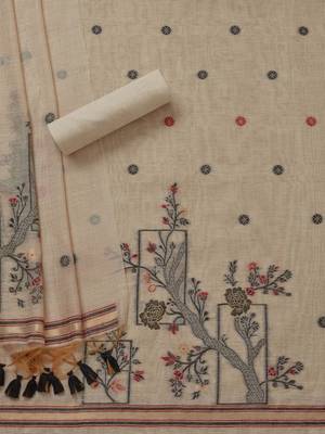 ethnic motifs woven design chanderi unstitched dress material 3