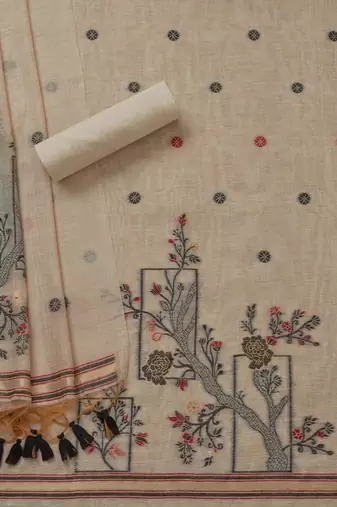 ethnic motifs woven design chanderi unstitched dress material