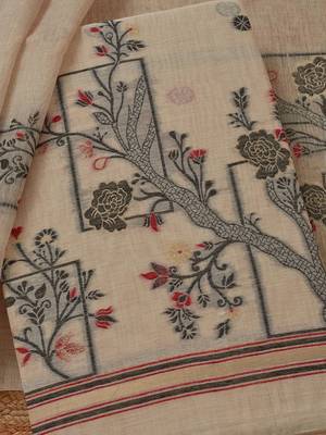 ethnic motifs woven design chanderi unstitched dress material 4