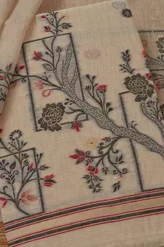 ethnic motifs woven design chanderi unstitched dress material