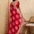 Red suryamukhi printed bandhani saree with blouse